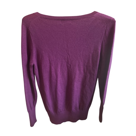 Banana Republic Purple V-Neck Sweater made with 100% Merino Fine Wool Cozy Top - Picture 2 of 6